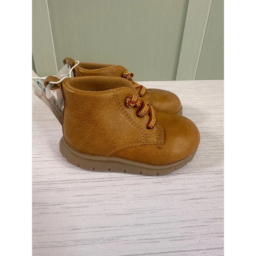 Carters Just One You Size 4 Kyrie-B Tan Faux Leather Chukka Boots Kids NEW